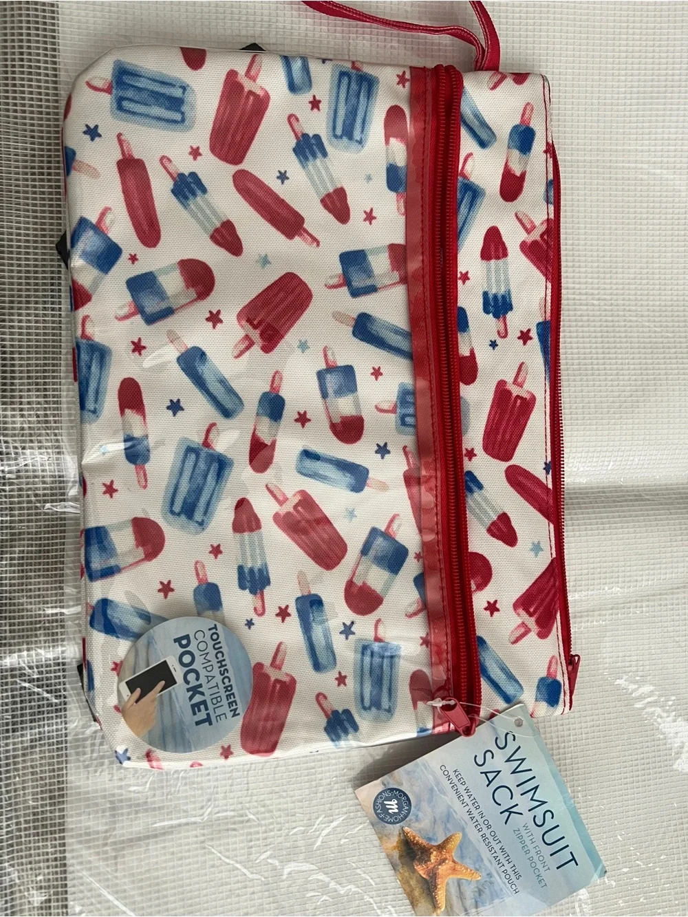 Swimsuits For All Kids Swim Sack in Pink & Blue Star Pattern water resistant